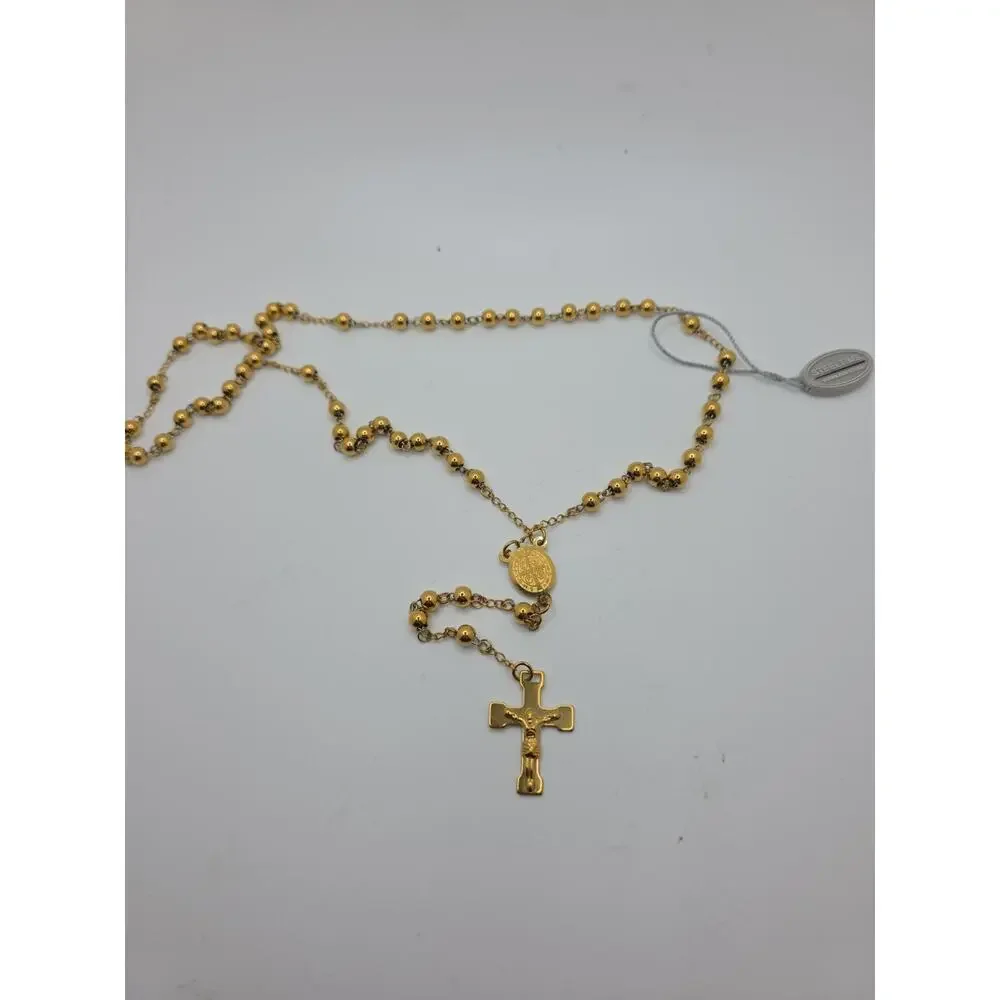 Steeltime Mens 18k Gold-Plated Gold Tone Rosary Chain
